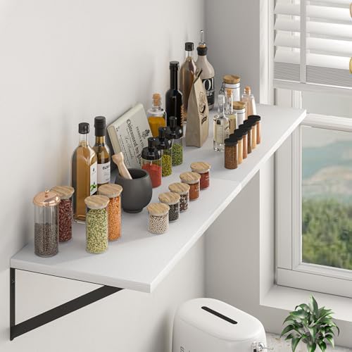 Heimlove 20W x 12D Deep Floating Shelves Set of 2 White