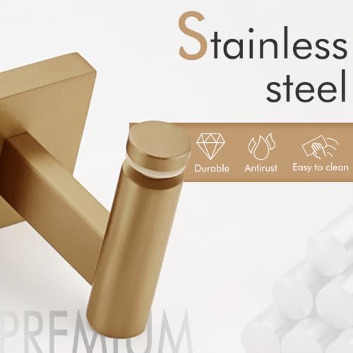KOKOSIRI Wall Shelves Bathroom Hardware Glass Floating Shelf 16-Inch for Bedroom, Living Room, Kitchen, Hanging Rack Champagne Bronze B1105CPG-L16