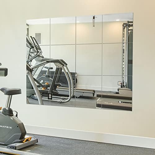 Ruomeng Home Gym Mirrors 12 Inch x 12Pcs Wall Mounted Mirror Glass Frameless Full Length Mirror Tiles for Home Gym, Bedroom, Door & Bathroom | Full Length, Workout Mirror Panels for Garage, Bedroom, Living Room, Over The Door, Frameless Mirror Sets