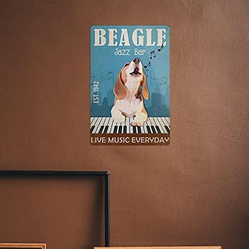 Rovsiogne Signs Beagle Dog Jazz Bar Tin Metal Hanging Props Home Wall Art Decor 8 x 12 inches