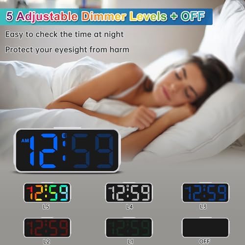 Peakeep Small Cute Digital Alarm Clock Plug in for Kids Bedroom Bedside