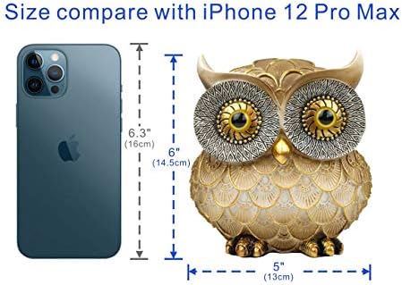 Garwor Retro Owl Statue for Home Decor, 6" Vintage Gold Resin Owl Figurine with Artistic Raised Feathers, Cute Bird Sculpture for Bookshelf Mantle Tabletop Decoration, Gift for Owl Lovers