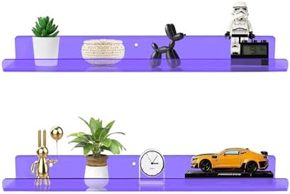 ROYALITA 2-Pack Acrylic Shelves Wall Mounted, 24 Inch Floating Shelves