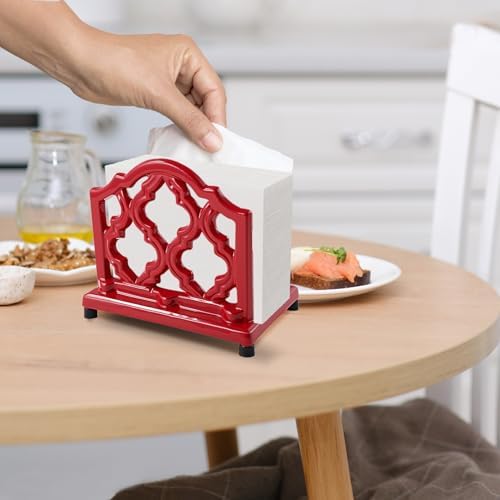 JOGREFUL Cast Iron Napkin Holder, Kitchen Organizer Classic Red