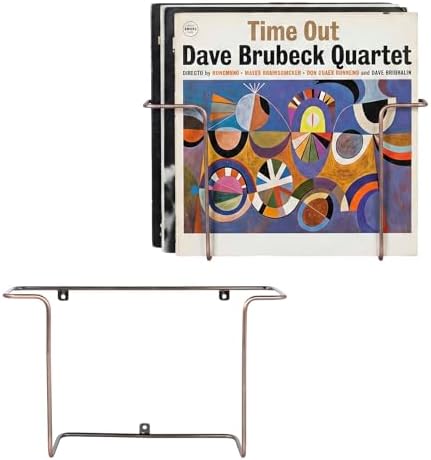 MyGift Copper Metal Wall Mounted Vinyl Record Display Shelves, Set of 2