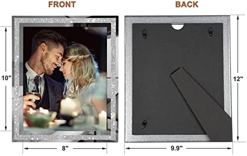 8x10 Picture Frames Set of 4, Glitter Photo Frame for Tabletop, Sliver Gifts Glass Picture Frame, Horizontally or Vertically