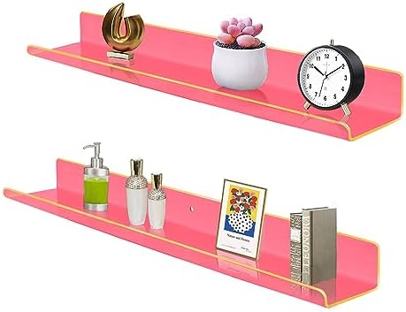 ROYALITA 2-Pack Acrylic Shelves Wall Mounted, 24 Inch Floating Shelves