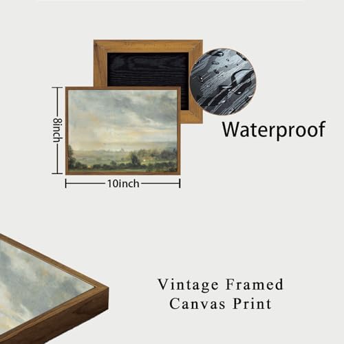 OIQArtOIQ Vintage Framed Wall Art Pastoral Landscape Canvas Art Prints Rustic Farmhouse Pictures Wall Decor Modern Cottagecore Paintings Artwork For Bedroom Kitchen Bathroom Office Living Room
