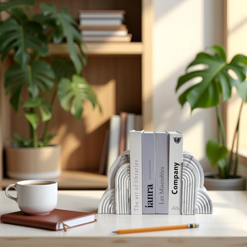LIFFY Cloud Book Ends Decorative,7 Inch Resin Non-Skid Decorative Bookends for Shelves, Book Ends for Heavy Books,Indoor Morden Book Holder for Home Ornaments