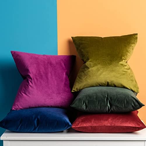 JUSPURBET 28x28 Euro Velvet Throw Pillow Covers Set of 2,Navy Blue
