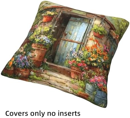 Garden Floral Vintage Throw Pillow Covers Set of 4 Decorative Soft Double Sided Print Pillow Case Farmhouse Home Decor for Living Room Sofa Couch 18x18