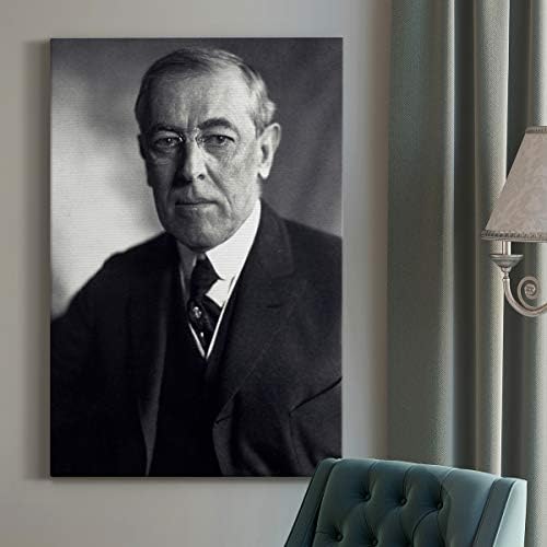 Renditions Gallery Woodrow Wilson Presidental Portrait Wall Art, Premium Gallery Wrapped Canvas Decor, Ready to Hang, 36 in H x 24 in W, Made in America Print