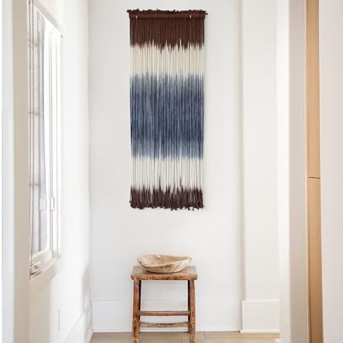 Macrame Wall Hanging Dip-Dye Wall Decor 15''W*39''L Boho Handmade Fiber Wall Art Decor for Nursery Bedroom Living Room