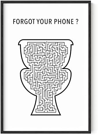 HAUS AND HUES Funny Bathroom Decor – Toilet Maze Wall Art, Humorous Bathroom Poster, Fun and Unique Restroom Sign for Home (24x36, Black Frame)