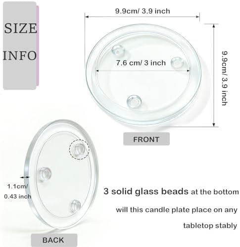 Clear Glass Candle Holder， 3" Glass Coaster Holder ，Small Round Candle Plate for Pillar Candle（3 Pack）