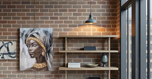 Yihui Arts Golden Elegance Hand Painted Textured African Woman Portrait Wall Art Artistic Masterpiece for Sophisticated Spaces