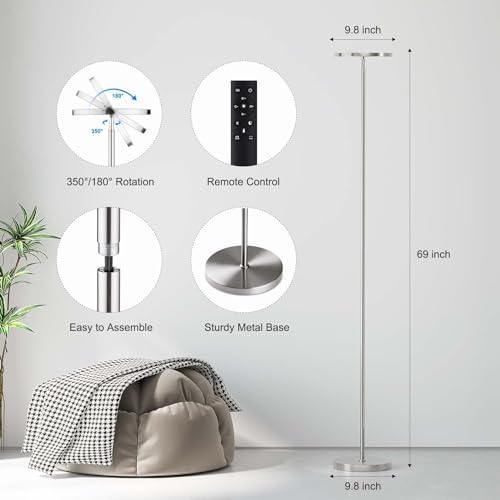 SUNMORY Floor Lamps for Living Room，LED Standing Lamp with Remote Control