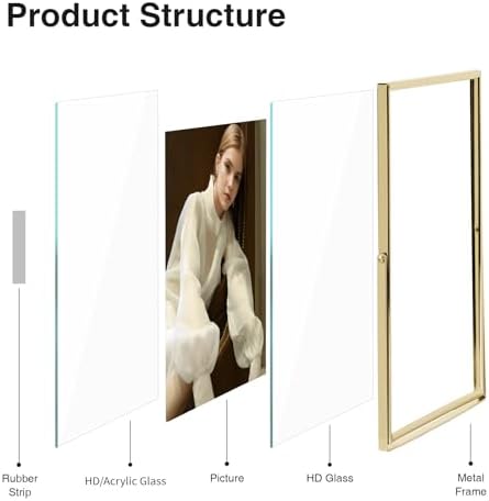 Gold Floating Frame Set of 2(Frame 8"x10"), Metal Glass Picture Frames,For Picture 8x10 5x7,4x6,3x5 Wall Mount or Tabletop Shelf Photo Frames,Gift For Festival, Wedding, Home or Office Decor
