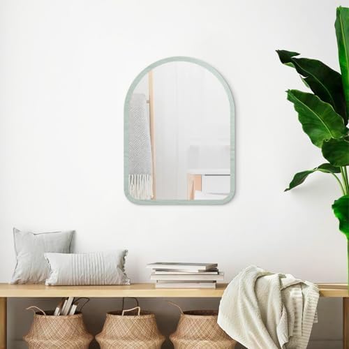 Large Arched Rustic Wood Mirror Decorative Wall Mirror with Frame Bedroom Living Room Bathroom Hanging Mirror 26"×18"
