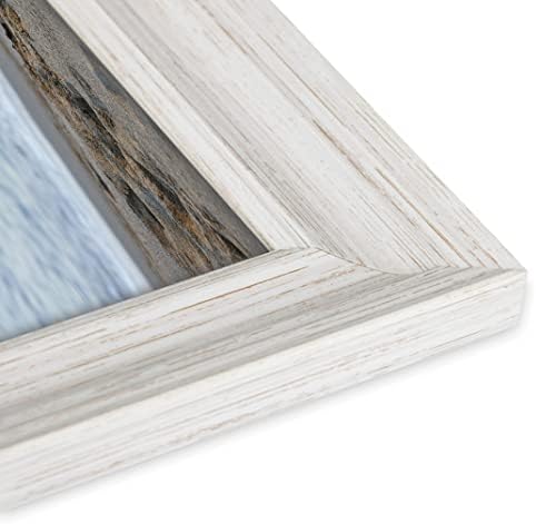 LaVie Home 6x6 Picture Frames (3 Pack, Distressed White) with Mat for 4x4 Photos Rustic Wood Grain Photo Frame with High Definition Glass for Wall Mount & Table Top Display, Set of 3 Square Frame