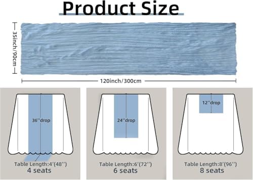 FEXIA Dusty Blue Cheesecloth Table Runner Boy Baby Shower Decorations