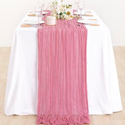 2 Pack Mauve Cheesecloth Table Runner10ft Rustic Sheer Gauze Runner