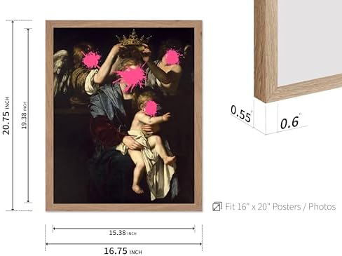 Poster Master Virgin and Child with Angels Print - Baroque Painting Poster - Altered & Pop Art - Trendy Gift for Men & Women - Wall Decor for Bedroom or Living Room - 16x20 Beige Framed