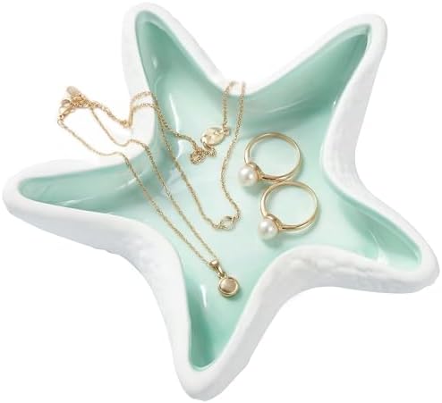 OSOPOLA Ceramic Starfish Jewelry Tray Ocean Ring Holder Dish Key Tray