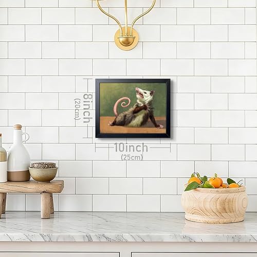 Funny Animals Opossum Wall Art, Whimsical Opossum Canvas Wall Decor Posters, Cute Possum Humor Animal Lovers Prints Painting for Living Room Bedroom Dorm Decor 8x10 Inch Framed