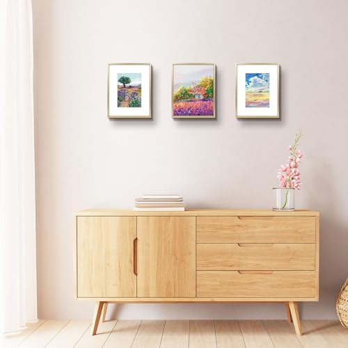 Golden State Art 8x10 Gold Aluminum Frame, Real Glass, Mat Fits 5x7