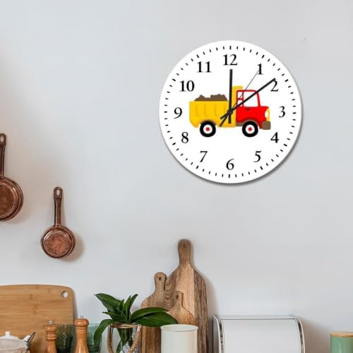 Cute Dump Truck Wall Clock Vehicle Boys Room Nursery Clock for Kids