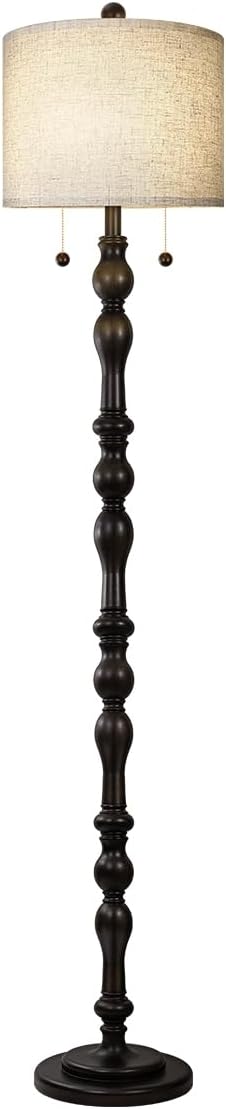 Scenekoy 65.5" Natural Real Wood Rustic Floor Lamp for Living Room Bedroom