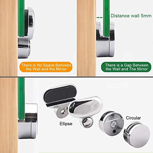 Mirror Clips - Glass Clips Clamps Holder for 3-5mm Thick Mirror 4PCS, Polished Chrome