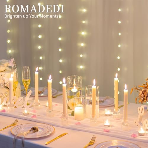 Romadedi Glass Candle Holder for Candlestick, Clear, Pack of 20