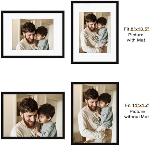 Picrit 11x15 Picture Frame Set of 12, Modern Gallery Wall Frames, Black