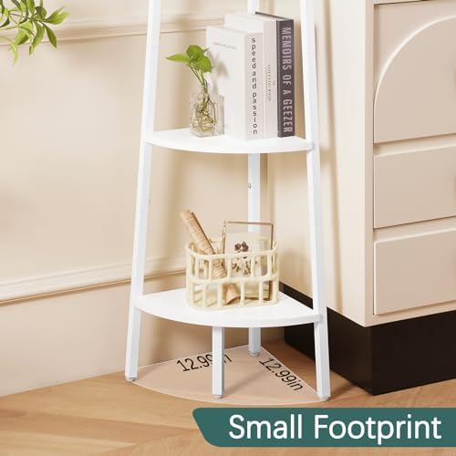 Yoobure 5-Tier Corner Shelf Stand- 67.5" Tall Corner Bookshelf with Metal Frame, Industrial Ladder Corner Shelves Display Shelf for Bedroom Living Room, Corner Bookcase Corner Plant Stand for Balcony