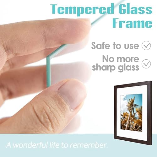 Frametory 12 Pack 11x14 Brown Picture Frame with Real Glass Mat for 8x10