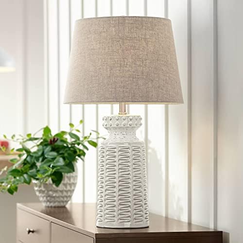 Helene 26" Tall Table Lamp Cream White Ceramic Country Rustic Tan
