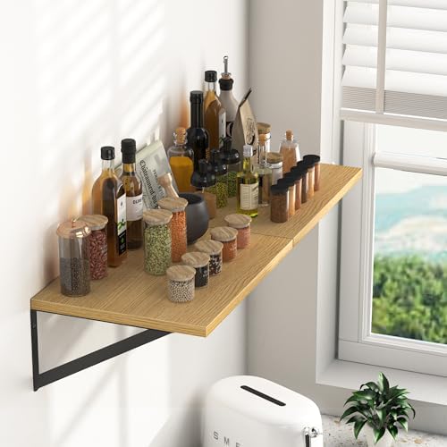 Heimlove 16W x 12D Deep Floating Shelves Set of 2 Oak