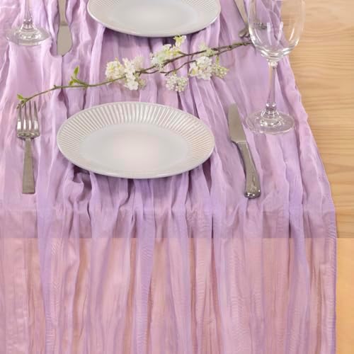 3 Pack Lilac Purple Cheesecloth Table Runner 10ft Boho Table Decor