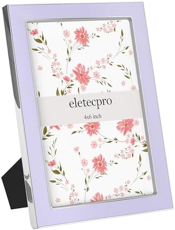eletecpro 4x6 Enamel Picture Frame with Real Glass Cover, Purple, 2-Pack