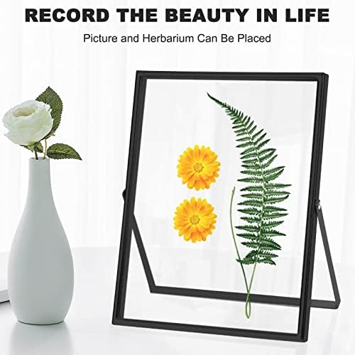 4x6 Black Floating Picture Frame set of 2, Gift Metal Glass Photo Frames, Only for Tabletop Display Vertically (Black, 4x6)