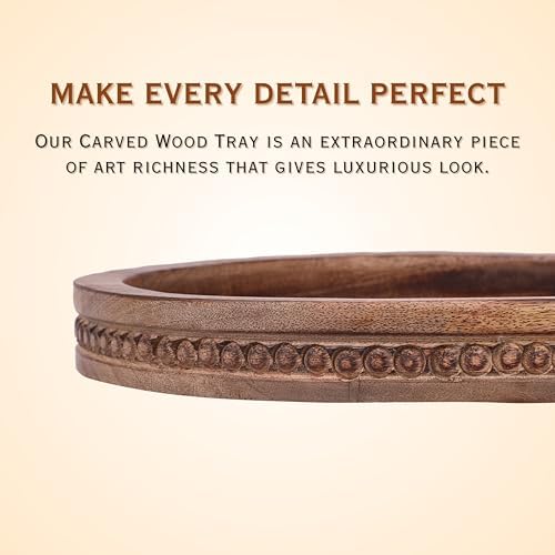 Natural Wooden trays, Serving Bowl for Salad, Veggies and Fruits, Large Deep for Family, Party (Round Serving Tray)