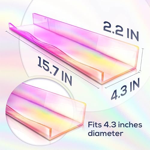 YMVV Large Iridescent Clear Acrylic Wall Mounted Floating Shelf, Perfume Organizer Shelf,Modern 15.7 IN Thickened Bathroom Storage Toy Display Organizer Decor 4 Pack