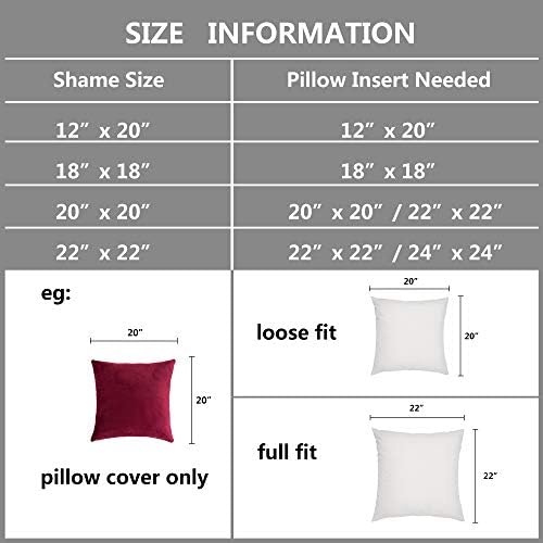 Stellhome New Year/Christmas Decorations Velvet Throw Pillow Covers Square Super Soft Pillowcase for Bed Couch Sofa Bench, 18 x 18 inch (45 cm), Burgundy, Pack of 2