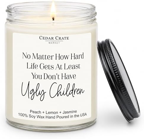 Funny Candle for Parents, Mothers, Dads - Funny Gift for Best Mom Ever, Birthday Gift, Citrus + Peach Scented Soy Wax Handmade in the USA, Present for Mom Dad, Aunt, Adults Humor Home Decor