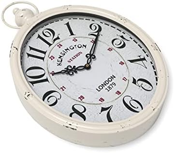 Menterry Large Oval Retro Wall Clock, Rustic Vintage Style, Antique White
