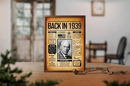 Back in 1939 Poster Sign, Personalized Birthday Gifts Idea, Custom 1939 Historical Birthday Newspaper, Born in 1939 Birthday Party Decorations, Fun Fact for the Day You Were Born, Decor Art Print