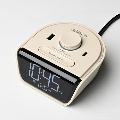 Brandstand CubieWink - Compact Charging Alarm Clock with 1 USB-C and 1 USB-A Ports (Latte)