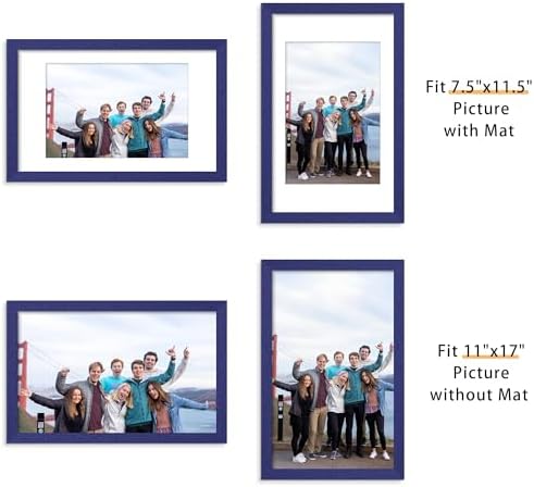 Picrit 11x17 Picture Frame Set of 12, Gallery Wall Frames, Navy Blue